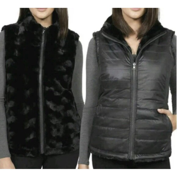 Nicole Miller Jackets & Blazers - Nicole Miller Ladies' Reversible Vest Black Quilted SZ XS Full Zip